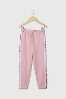 printed cotton regular fit girls track pants - blush