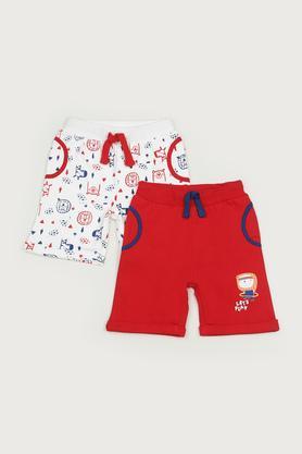 printed cotton regular fit infant boys shorts - multi