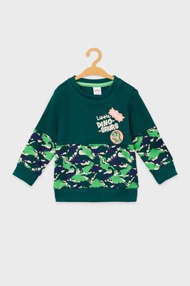 printed cotton regular fit infant boys sweatshirt - green