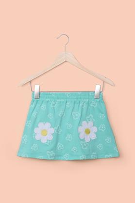 printed cotton regular fit infant girl's skirt - green
