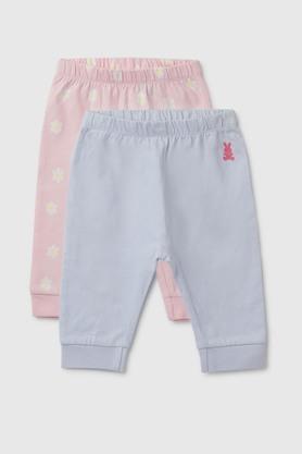 printed cotton regular fit infant girls leggings - blue