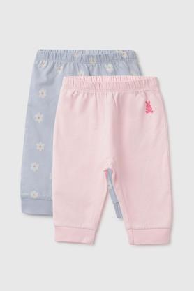 printed cotton regular fit infant girls leggings - light pink