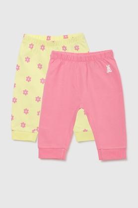 printed cotton regular fit infant girls leggings - pink