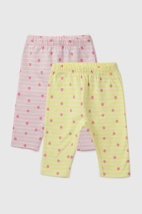 printed cotton regular fit infant girls leggings - yellow