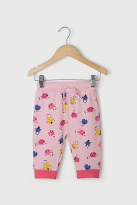 printed cotton regular fit infant girls pants - multi