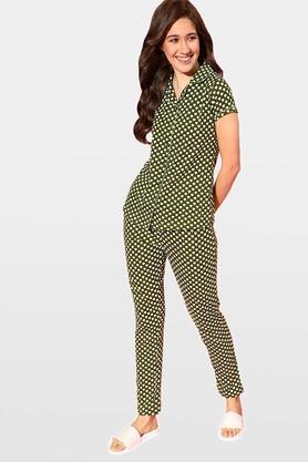 printed-cotton-regular-fit-womens-sleepwear-set---olive