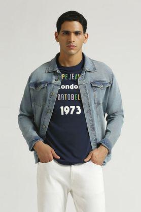 printed-cotton-round-neck-men's-t-shirt---navy