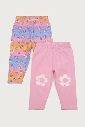 printed cotton skinny fit infant infant girls leggings - multi