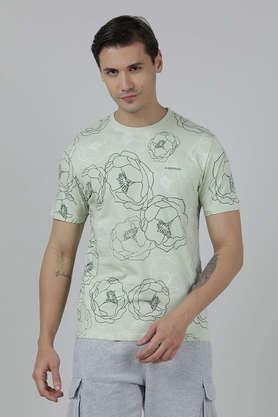 printed cotton slim fit men's t-shirt - green