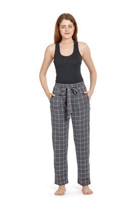 printed cotton slim fit womens active wear track pants - smoke