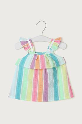 printed cotton square neck infant infant girls top - multi