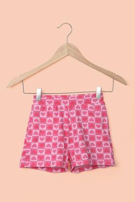 printed cotton stretch regular fit girl's shorts - pink
