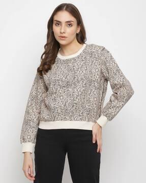 printed crew-neck t-shirt with ribbed hems