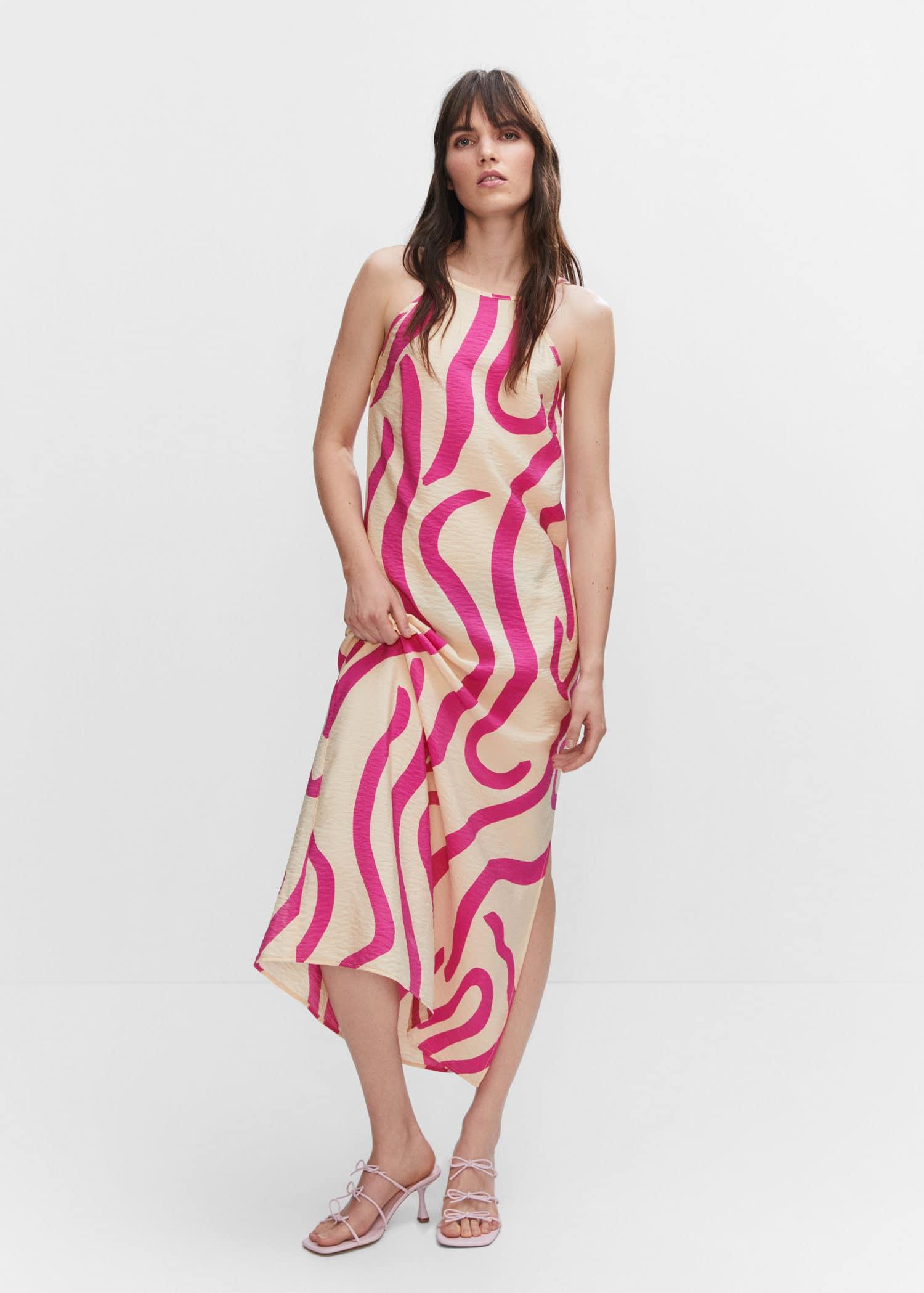printed cut-out detail dress