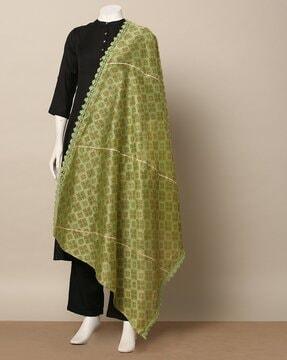 printed dupatta with embroidered hemline