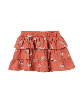 printed elasticated layered a-line skirt