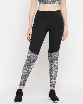 printed fitted track pants with elasticated waist