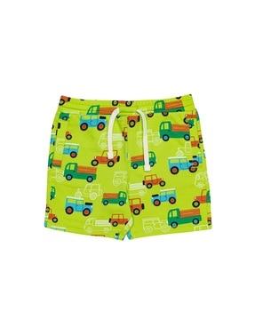 printed flat-front shorts with insert pockets