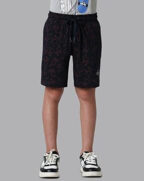 printed flat-front shorts with insert pockets