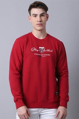 printed fleece slim fit mens sweatshirt - maroon