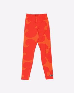 printed high-rise straight track pants