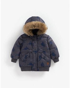 printed hooded quilt jacket