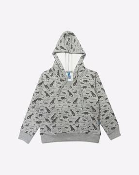 printed hoodie with kangaroo pocket