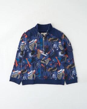 printed jacket with zip closure