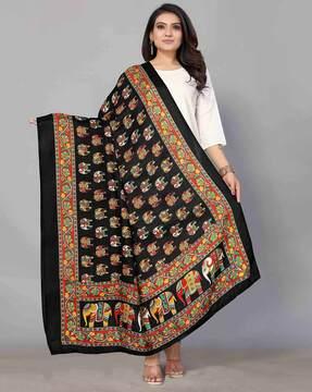 printed mysore silk shawl
