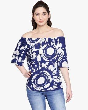 printed off-shoulder tunic