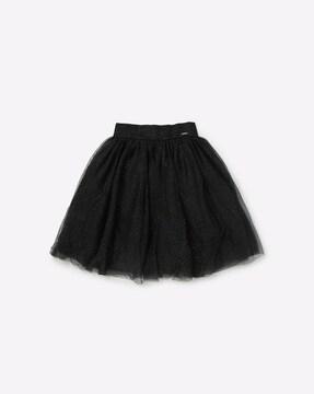 printed pleated flared skirt