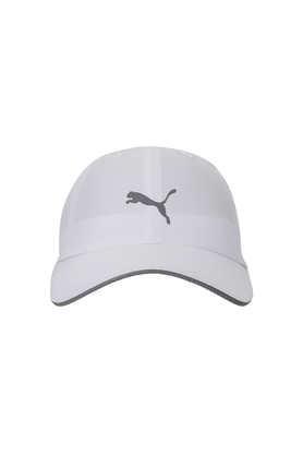 printed polyester men's active wear cap - white