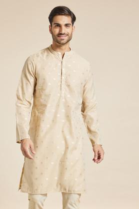 printed polyester mens festive wear kurta - natural