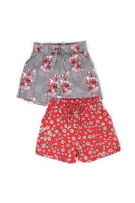printed polyester regular fit girls shorts - multi