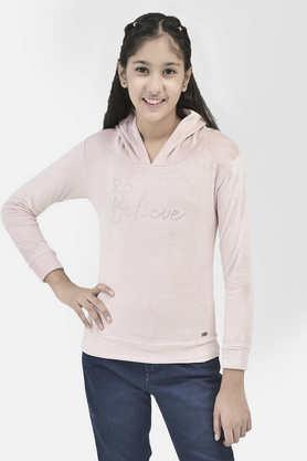 printed polyester regular fit girls sweatshirt - pink
