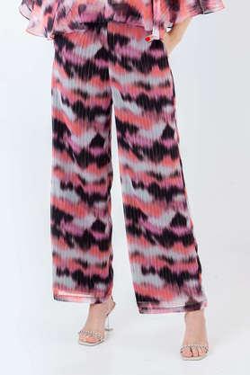 printed polyester regular fit women's trouser - multi