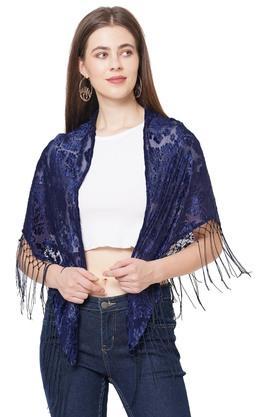 printed polyester regular fit womens casual scarf - blue