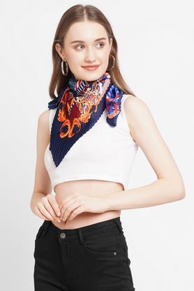 printed polyester regular fit womens casual scarf - blue