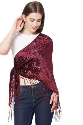 printed polyester regular fit womens casual scarf - maroon