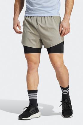 printed polyester slim fit men's shorts - grey