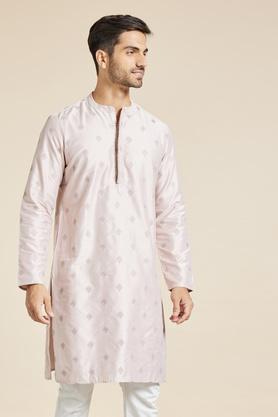 printed polyester viscose mens festive wear kurta - mauve