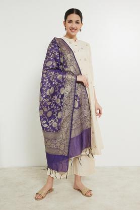printed polyester women's festive wear dupatta - purple
