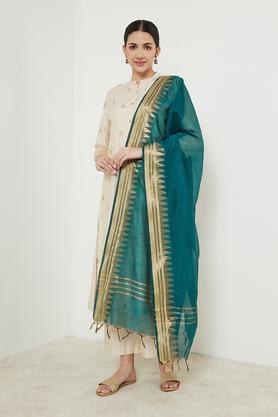 printed polyester women's festive wear dupatta - teal
