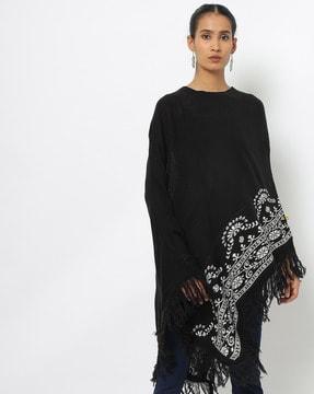 printed ponchos with fringes