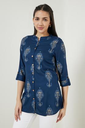 printed-rayon-mandarin-women's-tunic---navy