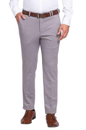 printed rayon slim fit men's formal trousers - grey