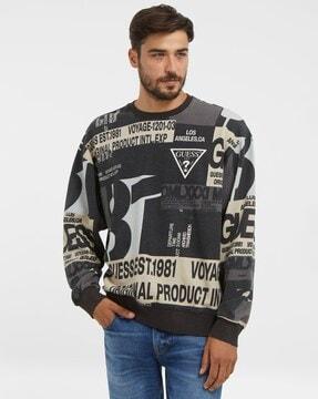 printed regular fit crew-neck sweatshirt