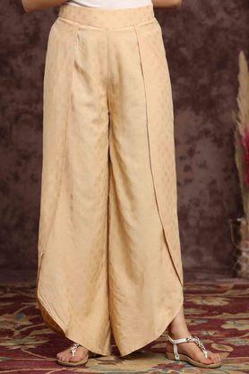 printed regular fit rayon women's fusion dhoti pants - gold