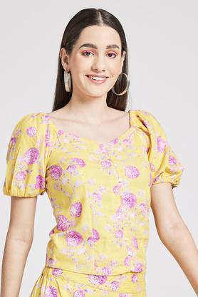 printed-regular-fit-women's-casual-wear-top---yellow