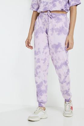 printed relaxed fit cotton women's active wear joggers - lilac